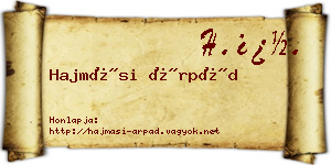 Hajmási Árpád névjegykártya